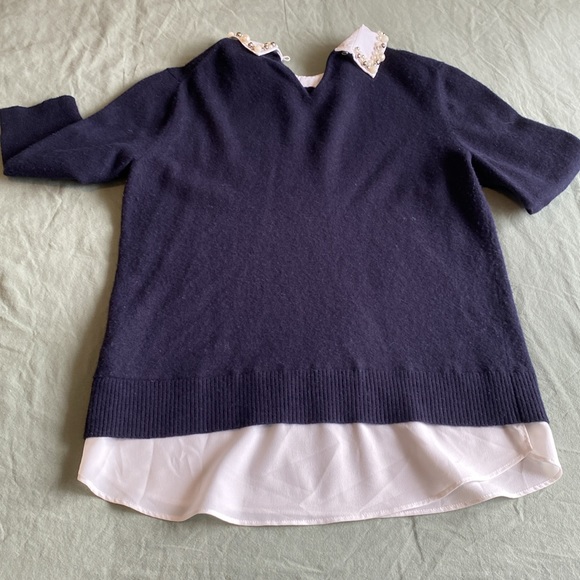 Ted Baker London Navy Embellished collar Sweater. 3/4 sleeves. Size 2 - Picture 7 of 10